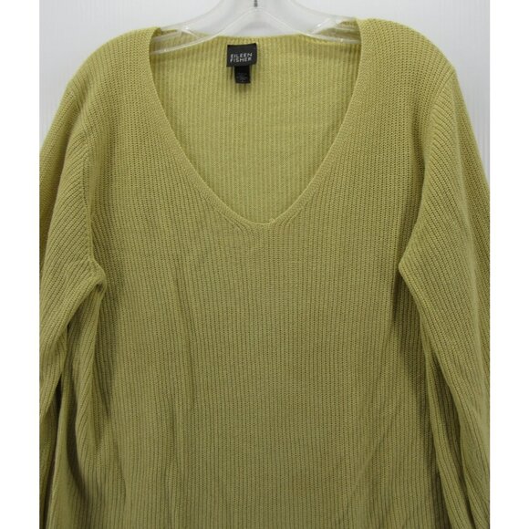 Eileen Fisher Sweater Large Silk Blend Pullover Ribbed Knit Classic - Picture 2 of 10